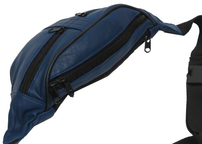 Мужская кожаная поясная сумка Cavaldi 901-353 синяя купить недорого в Ты Купи