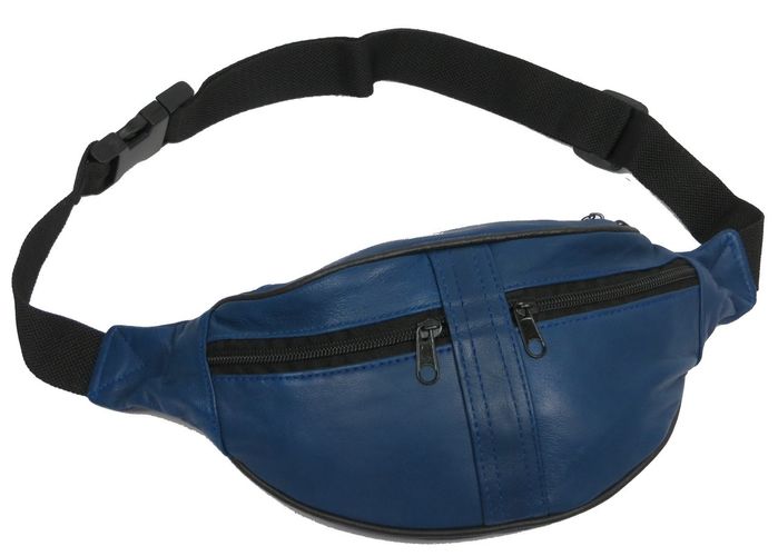 Мужская кожаная поясная сумка Cavaldi 901-353 синяя купить недорого в Ты Купи