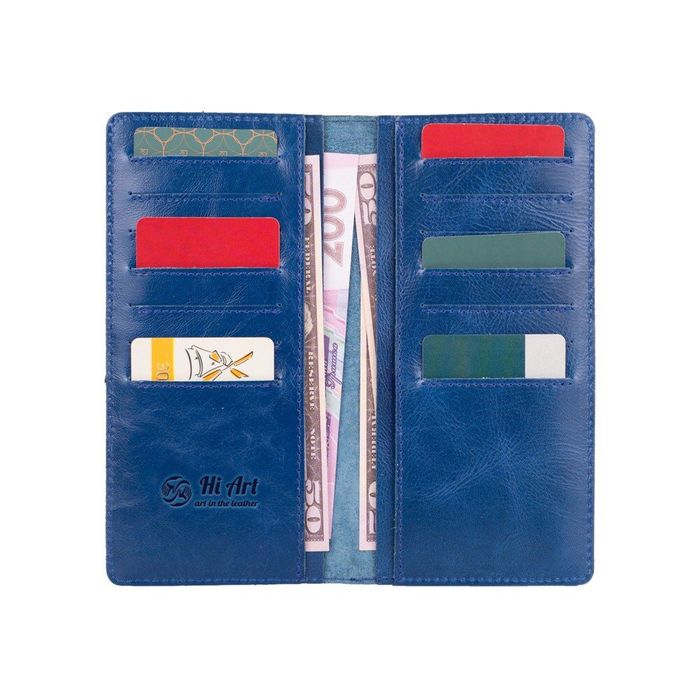 Кожаный бумажник Hi Art Original WP-02-C19-4026-000 Синий купить недорого в Ты Купи