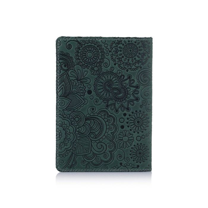 Обложка для паспорта из кожи HiArt PC-02 Mehendi Art Зелёный купить недорого в Ты Купи