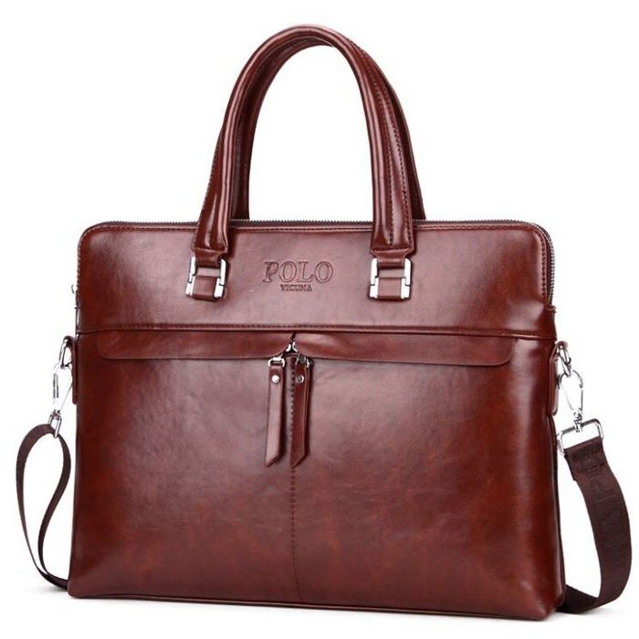 Мужская коричневая деловая сумка Polo 6604-4 купить недорого в Ты Купи