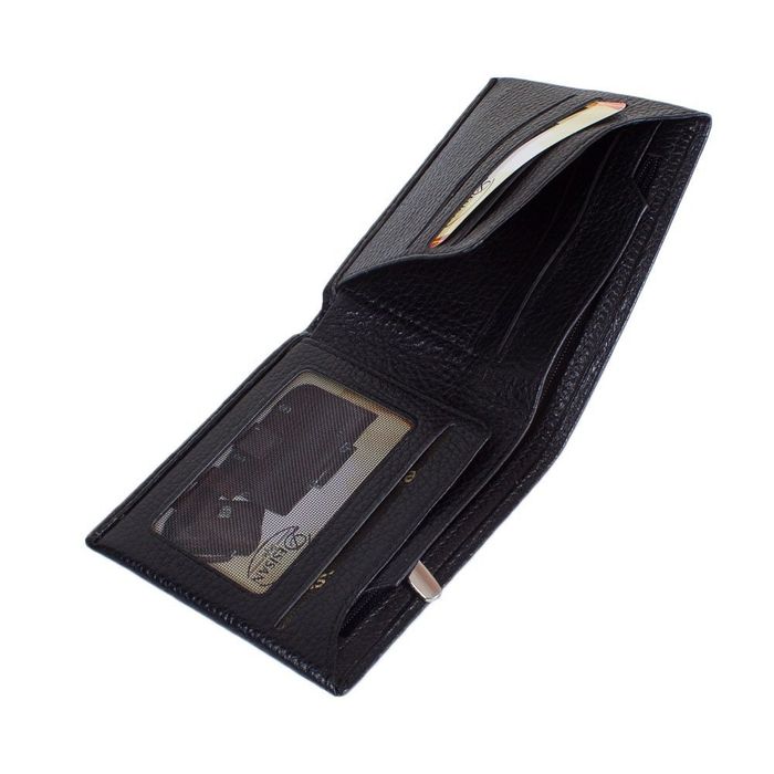 Чоловічий шкіряний чорний гаманець DESISAN SHI727-01-2FL купити недорого в Ти Купи