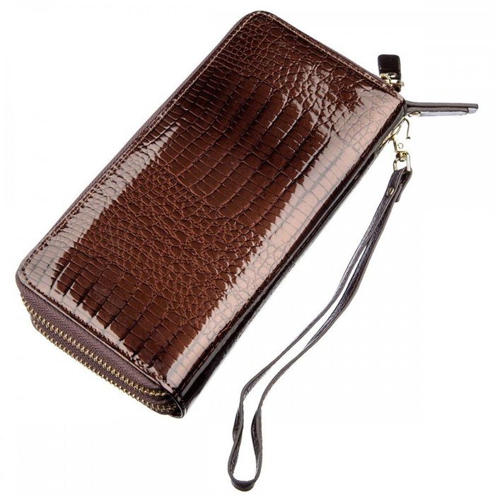 Женский коричневый кошелёк из натуральной лаковой кожи ST Leather 18908 Коричневый купить недорого в Ты Купи