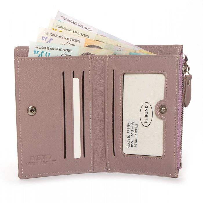 Шкіряний жіночий гаманець Classik DR. BOND WN-23-8 pink-purple купити недорого в Ти Купи