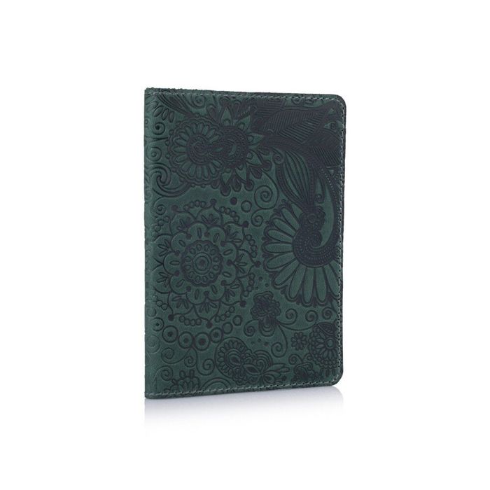 Обложка для паспорта из кожи HiArt PC-02 Mehendi Art Зелёный купить недорого в Ты Купи