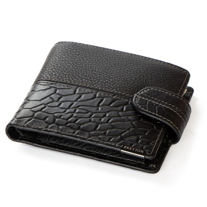 Чоловічий шкіряний гаманець BE BRETTON 208-L0611 black купити недорого в Ти Купи