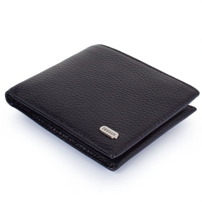 Чоловічий шкіряний чорний гаманець DESISAN SHI727-01-2FL купити недорого в Ти Купи