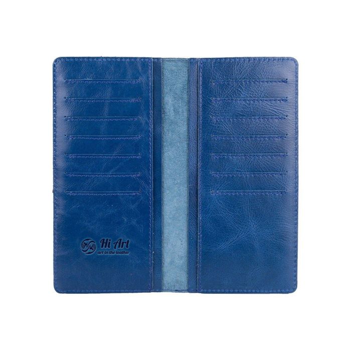 Кожаный бумажник Hi Art Original WP-02-C19-4026-000 Синий купить недорого в Ты Купи