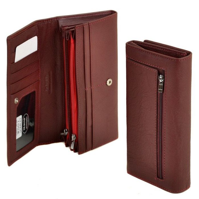 Кожаный кошелек Classik DR. BOND W501 scarlet купить недорого в Ты Купи