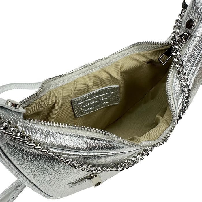 Женская серебристая сумка полукруглой формы Firenze Italy F-IT-98103S-S купить недорого в Ты Купи