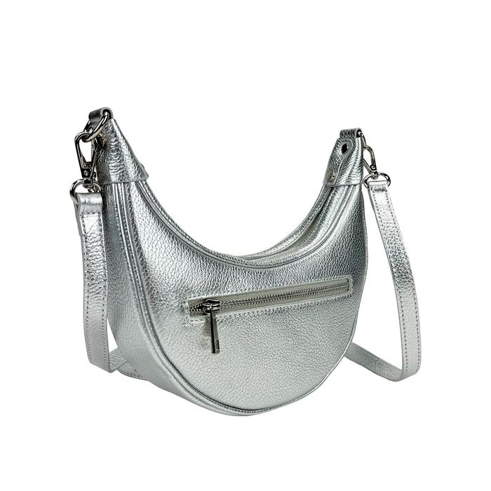 Женская серебристая сумка полукруглой формы Firenze Italy F-IT-98103S-S купить недорого в Ты Купи