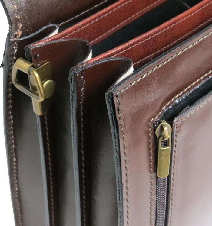 Чоловічий коричневий портфель з натуральної шкіри Rovicky AWR-1-2 купити недорого в Ти Купи