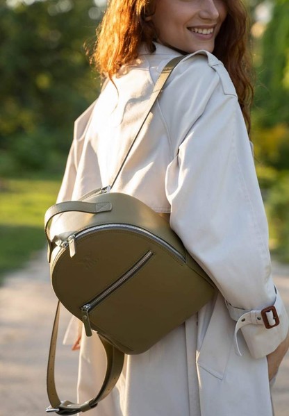 Женский кожаный рюкзак Groove S оливковый TW-GROOVE-S-OLIVE купить недорого в Ты Купи