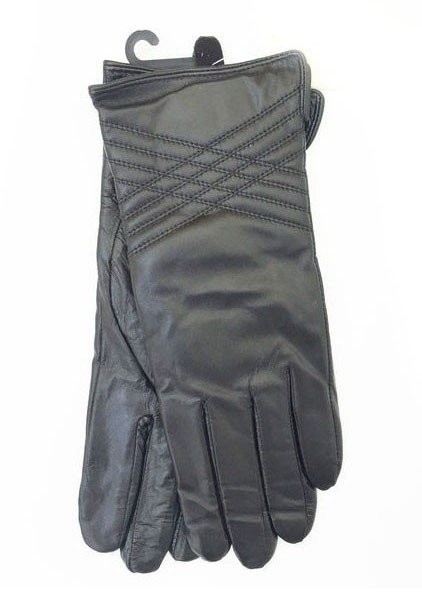 Зимові жіночі чорні рукавички з натуральної шкіри купити недорого в Ти Купи