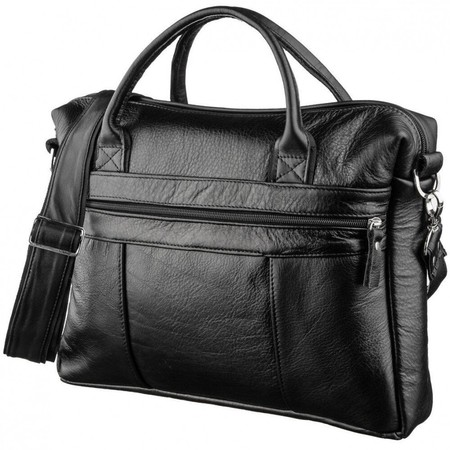 Чоловіча чорна шкіряна сумка для ноутбука SHVIGEL 15306 купити недорого в Ти Купи