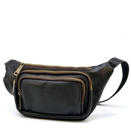 Кожаная темно-коричневая сумка на пояс TARWA gc-8179-3md купить недорого в Ты Купи