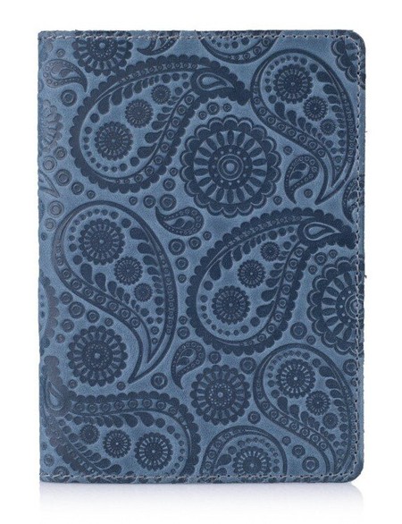 Шкіряна обкладинка на паспорт HiArt PC-01 Buta Art Блакитний купити недорого в Ти Купи