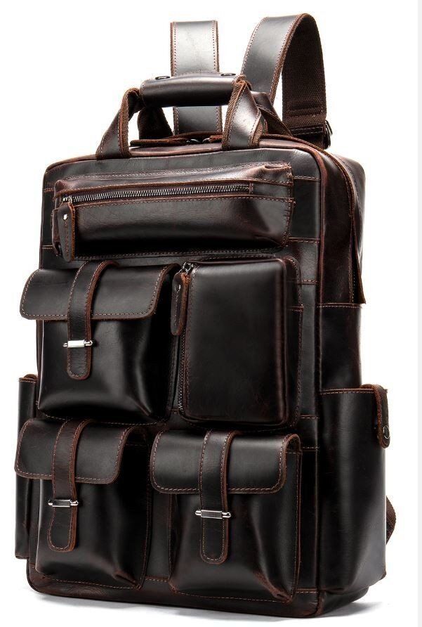 Кожаный дорожный рюкзак Vintage 14711 Темно-коричневый купить недорого в Ты Купи