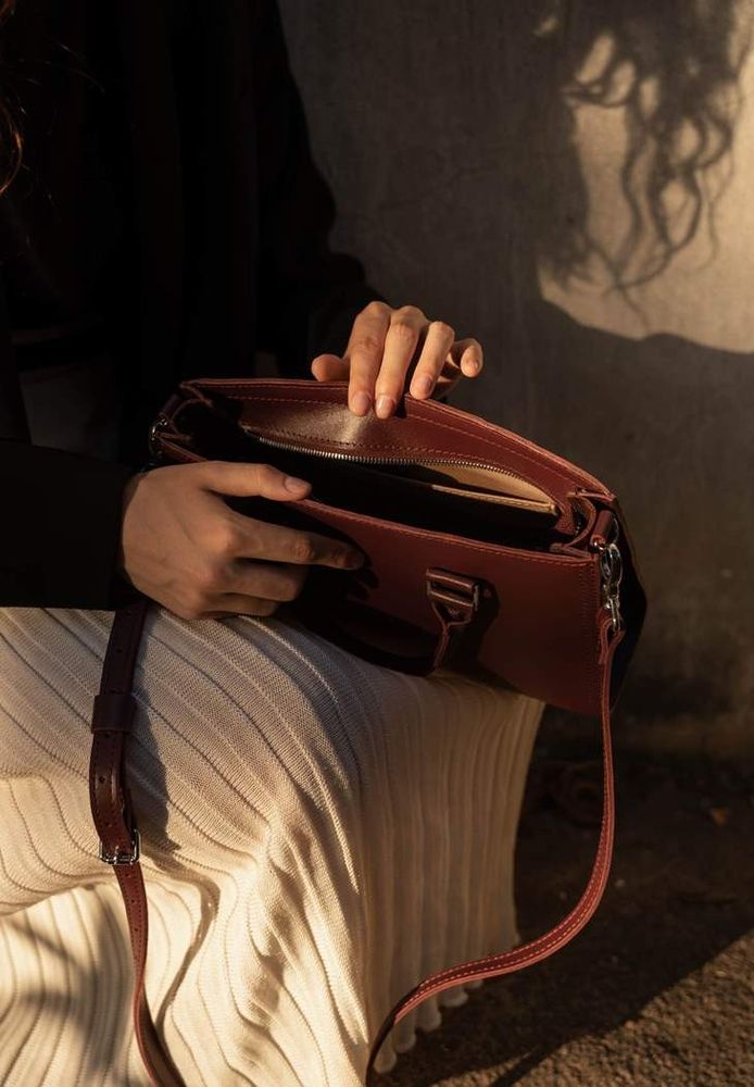 Женская кожаная сумка Fancy бордовая краст TW-FENCY-MARS купить недорого в Ты Купи