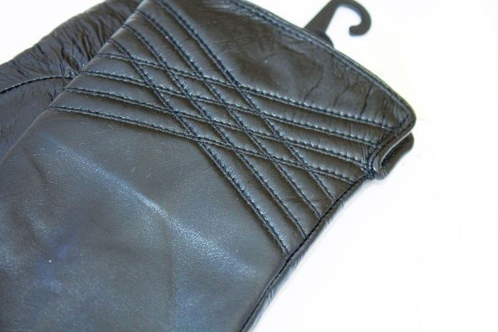 Зимние женские черные перчатки из натуральной кожи w004s3 L купить недорого в Ты Купи
