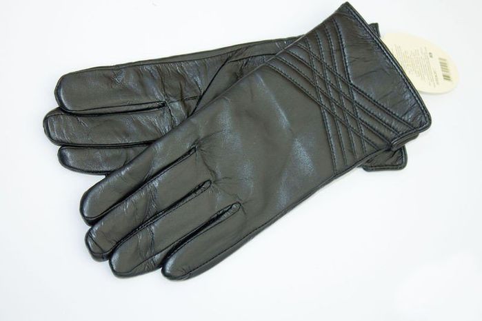 Зимние женские черные перчатки из натуральной кожи w004s3 L купить недорого в Ты Купи