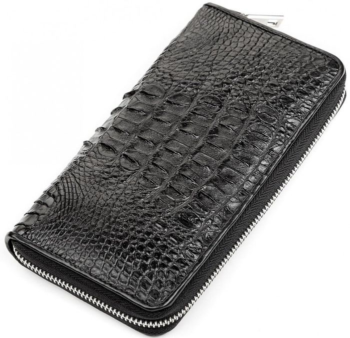 Чоловічий гаманець зі шкіри крокодила CROCODILE LEATHER 18268 Чорний купити недорого в Ти Купи