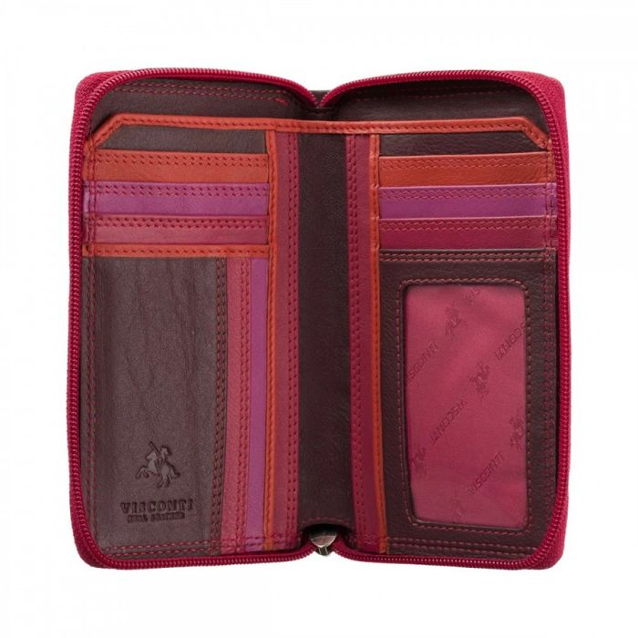 Женский кожаный кошелек с RFID защитой Visconti RB98 Aruba (Plum Multi) купить недорого в Ты Купи