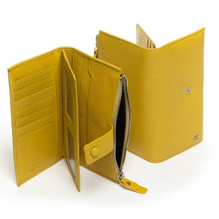 Шкіряний жіночий гаманець Classic DR.BOND WMB-1 yellow купити недорого в Ти Купи