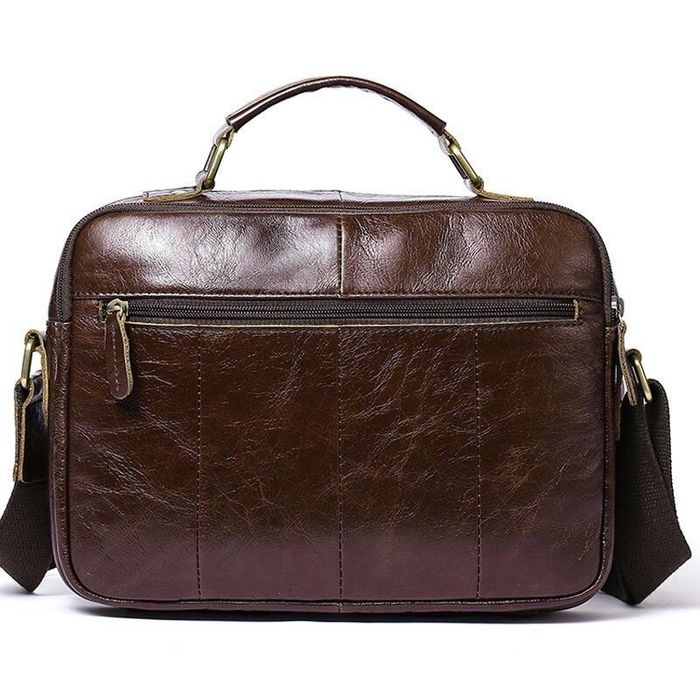 Чоловіча горизонтальна шкіряна сумка через плече Vintage 20027 Коричневий купити недорого в Ти Купи