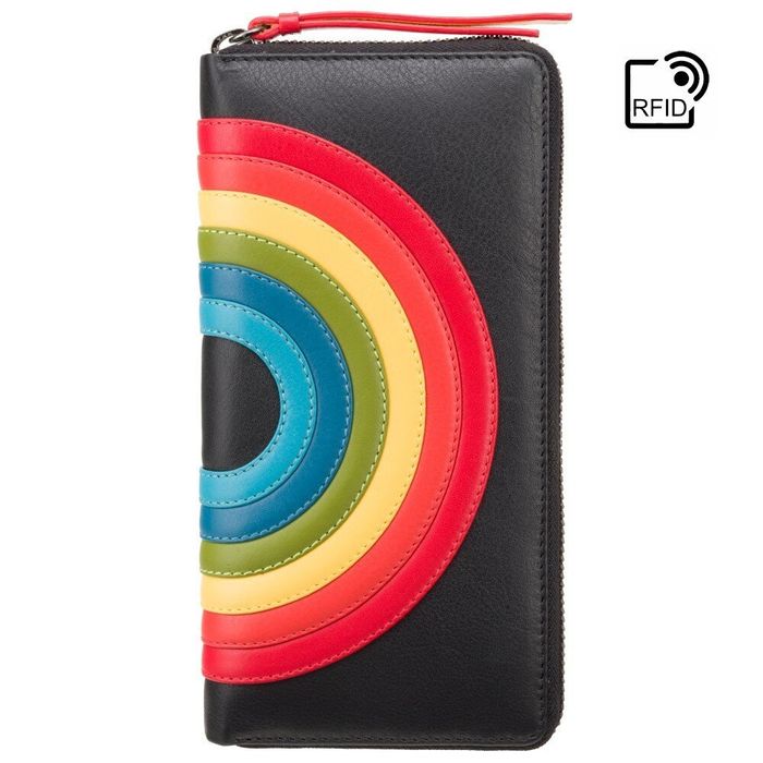 Шкіряний жіночий гаманець Visconti HR82 Von c RFID (Black Rainbow) купити недорого в Ти Купи