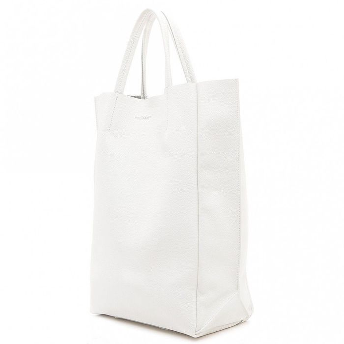 Велика жіноча сумочка Poolparty з натуральної шкіри біла купити недорого в Ти Купи