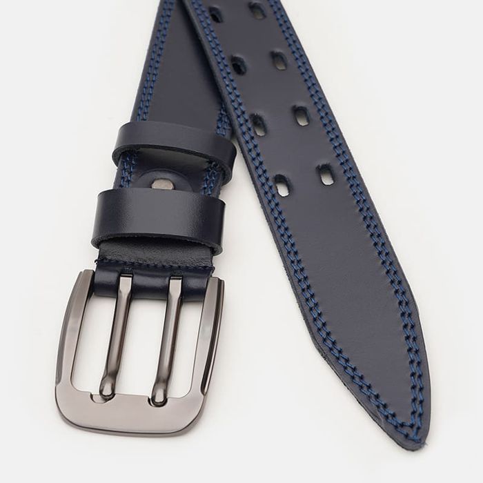 Чоловічий шкіряний ремінь Borsa Leather V1125FX23-navy купити недорого в Ти Купи