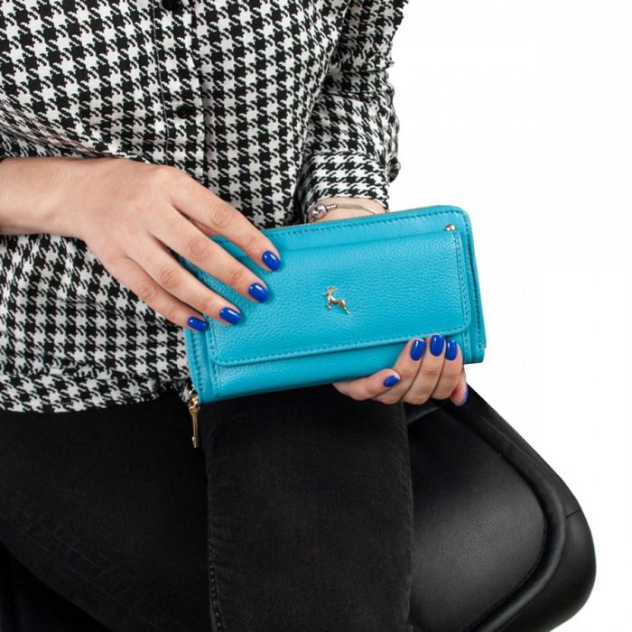 Английский женский кожаный кошелек Ashwood J54 BLUE ATOLL (Синий) купить недорого в Ты Купи