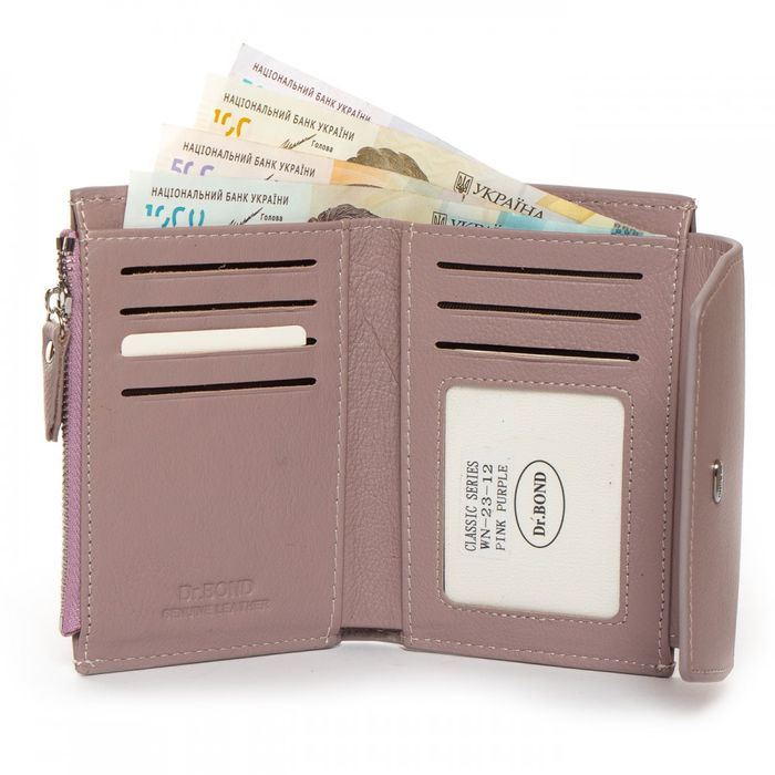 Женский кожаный кошелек Classik DR. BOND WN-23-12 pink-purple купить недорого в Ты Купи