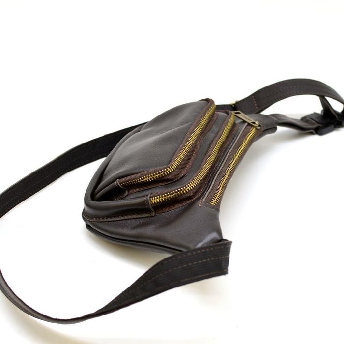 Кожаная темно-коричневая сумка на пояс TARWA gc-8179-3md купить недорого в Ты Купи