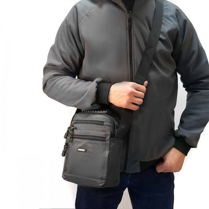 Мужская сумка через плечо Lanpad 53261 grey купить недорого в Ты Купи