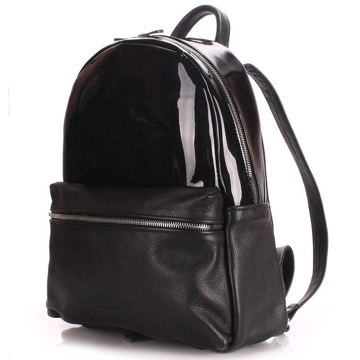 Молодежный рюкзак женский POOLPARTY Mini черный лаковый купить недорого в Ты Купи
