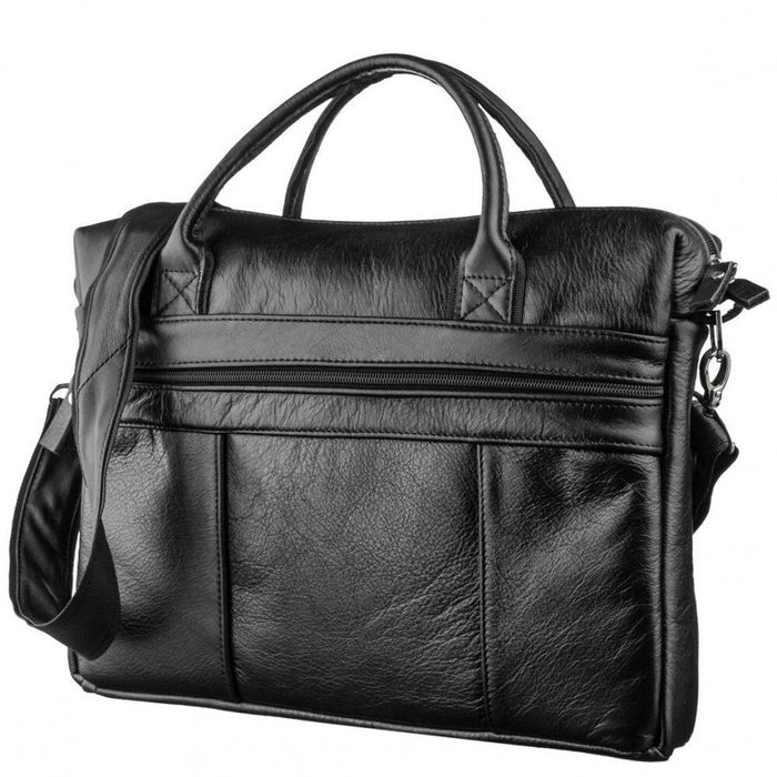Мужская чёрная кожаная сумка для ноутбука SHVIGEL 15306 купить недорого в Ты Купи