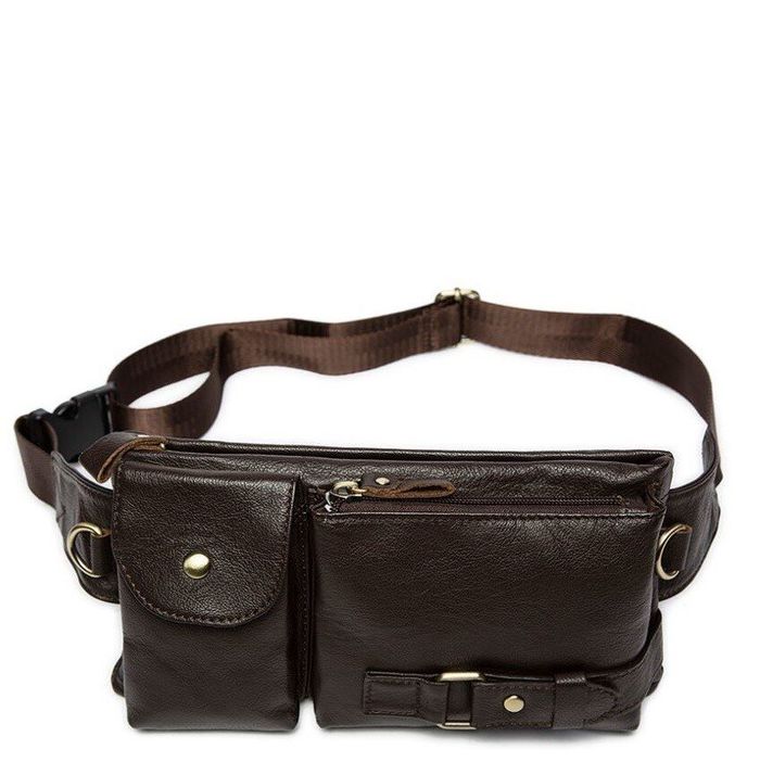 Шкіряна сумка на пояс Vintage 14747 Темно-коричневий купити недорого в Ти Купи