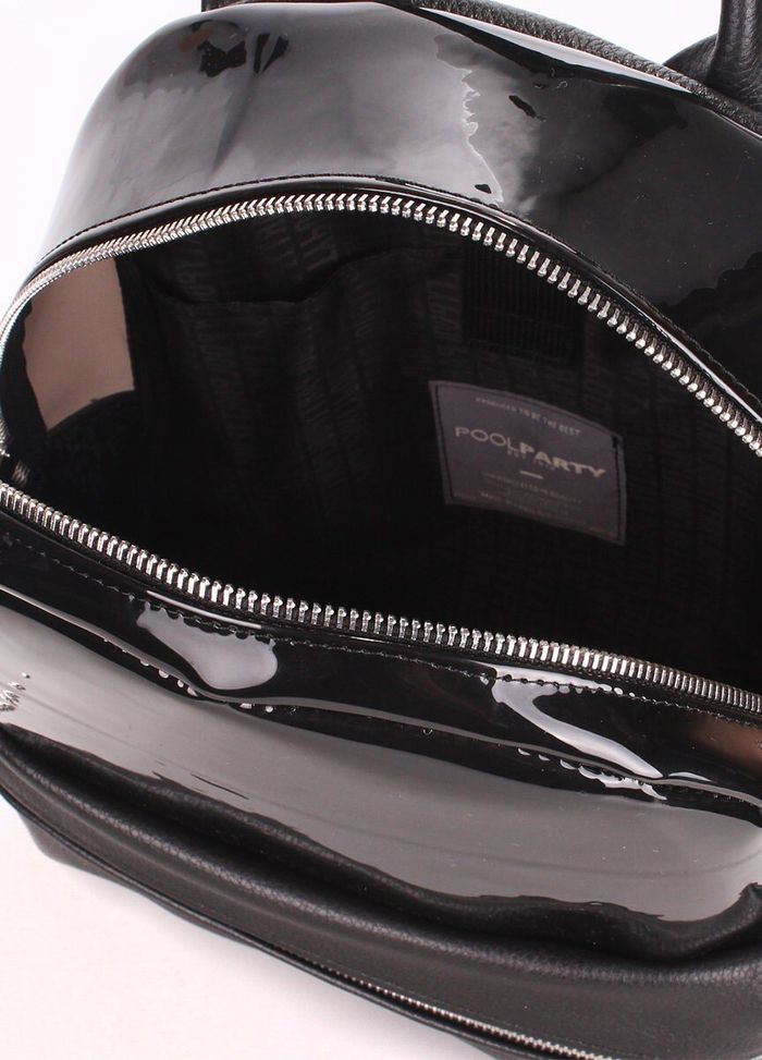 Молодіжний рюкзак жіночий POOLPARTY Mini чорний лаковий купити недорого в Ти Купи