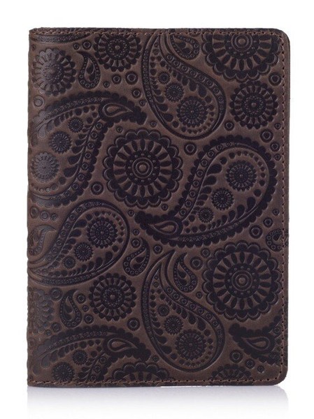 Кожаная коричневая обложка на паспорт HiArt PC-01 Buta Art Коричневый купить недорого в Ты Купи