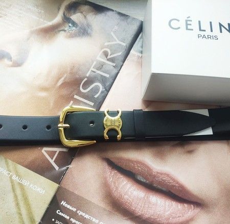 Кожаный женский ремень CELINE, пряжка золото cln01 купить недорого в Ты Купи