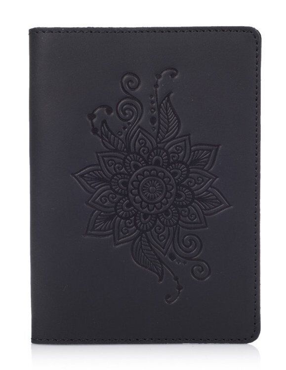 Обложка для паспорта из кожи HiArt PC-02 Mehendi Classic черная Черный купить недорого в Ты Купи
