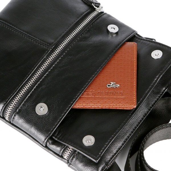 Чоловіча чорна сумка-планшет Polo VICUNA 8832-BL купити недорого в Ти Купи