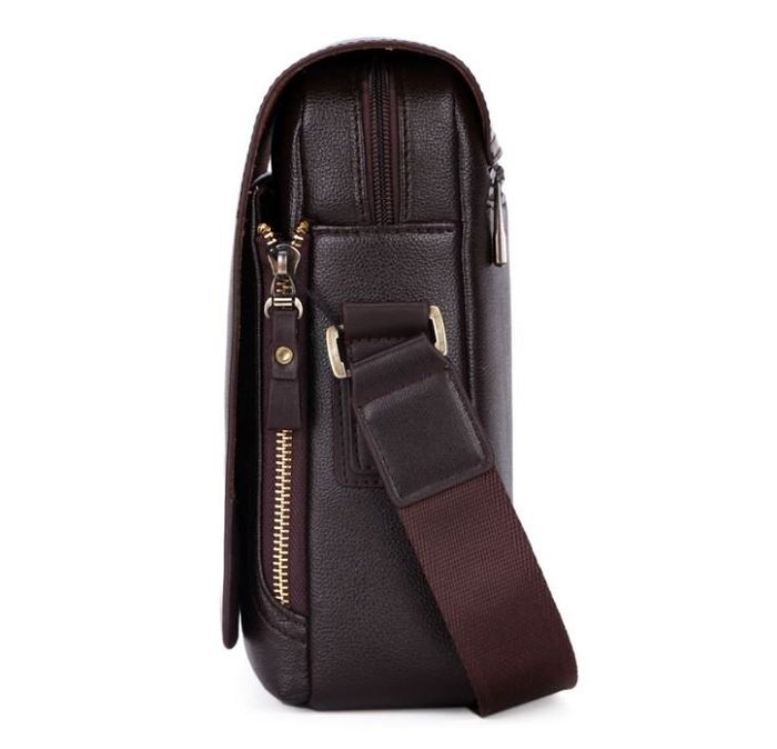 Чоловіча темно-коричнева сумка через плече Polo 8802-1 купити недорого в Ти Купи