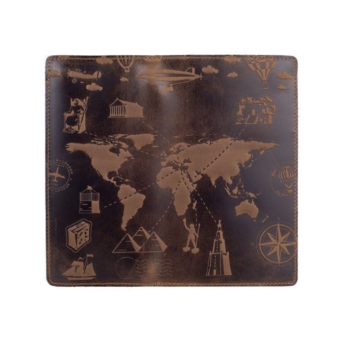 Кожаное портмоне Hi Art WP-05 Shabby Light Olive 7 wonders of the world Оливковый купить недорого в Ты Купи