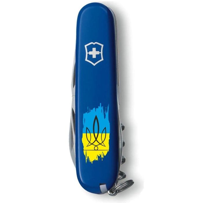 Складной нож Victorinox SPARTAN UKRAINE Трезубец фигурный на фоне флага 1.3603.2_T1026u купить недорого в Ты Купи