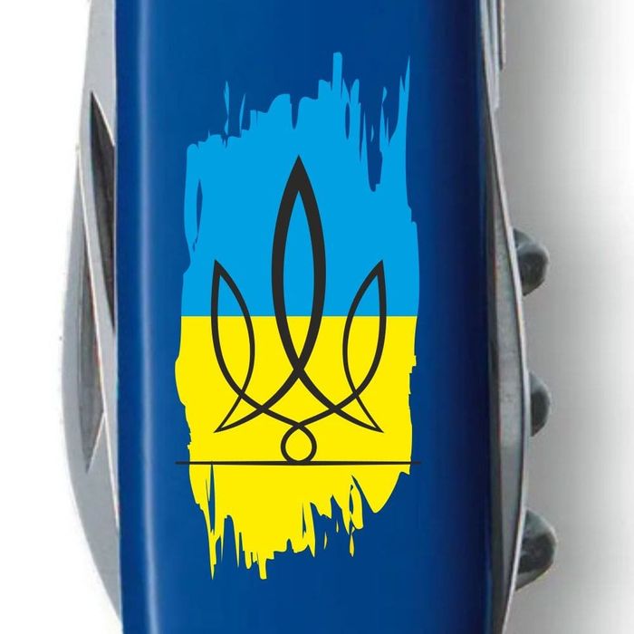 Складной нож Victorinox SPARTAN UKRAINE Трезубец фигурный на фоне флага 1.3603.2_T1026u купить недорого в Ты Купи