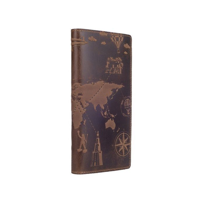 Кожаное портмоне Hi Art WP-05 Shabby Light Olive 7 wonders of the world Оливковый купить недорого в Ты Купи