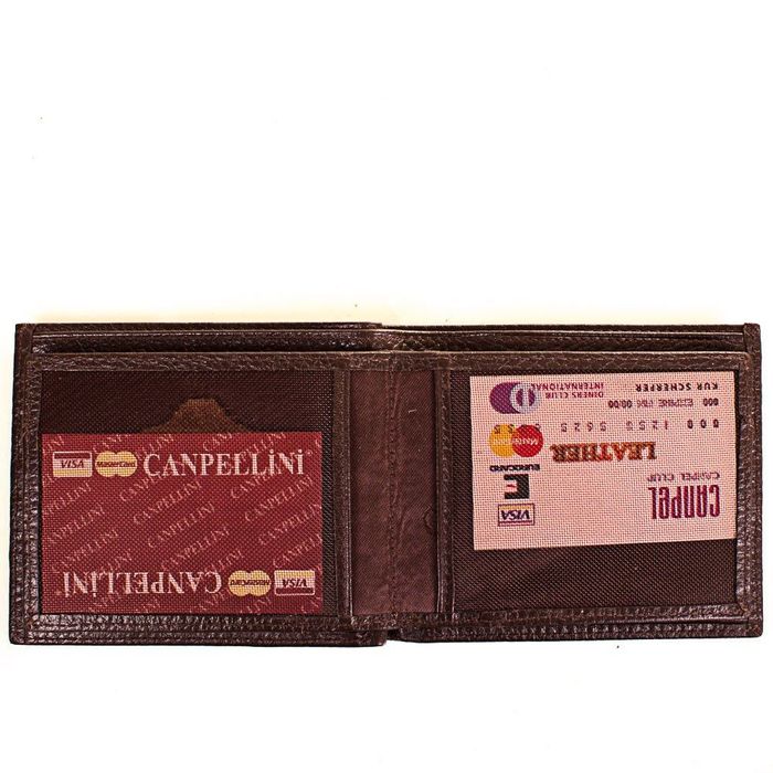 Мужской коричневый кожаный кошелек CANPELLINI карманный купить недорого в Ты Купи